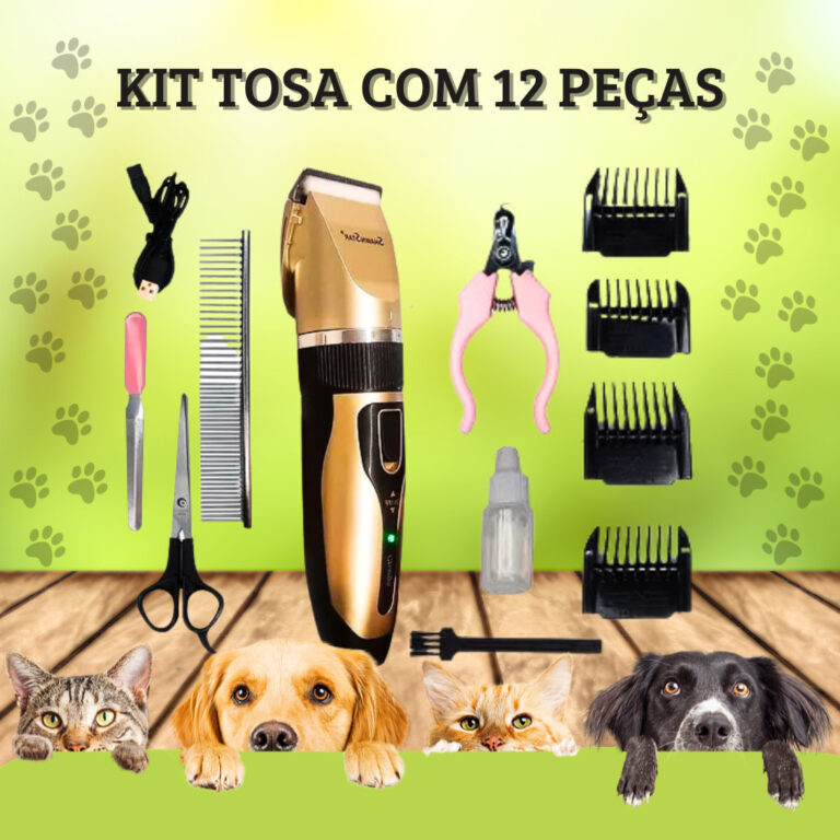 Kit Máquina Para Tosar Pet + Cortador de Unha + P