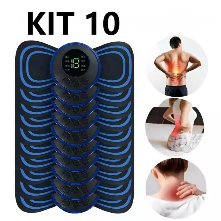 KIT Mini Massageador EMS Estimulador Elétrico De 