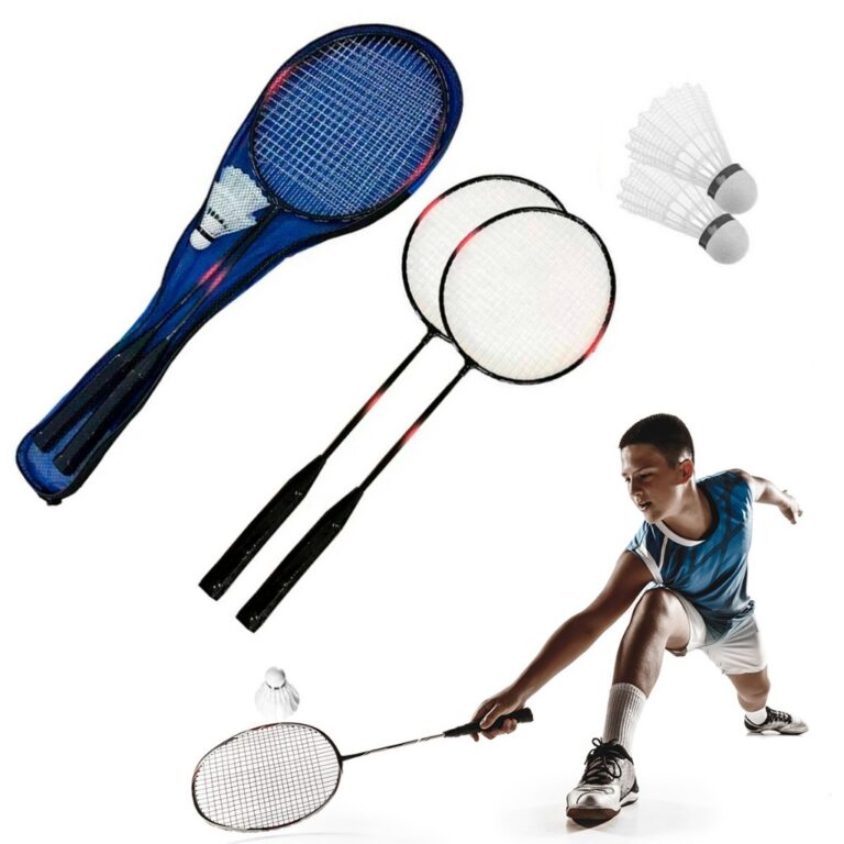 Kit Badminton Com 2 Raquetes + 2 Petecas E Bolsa P