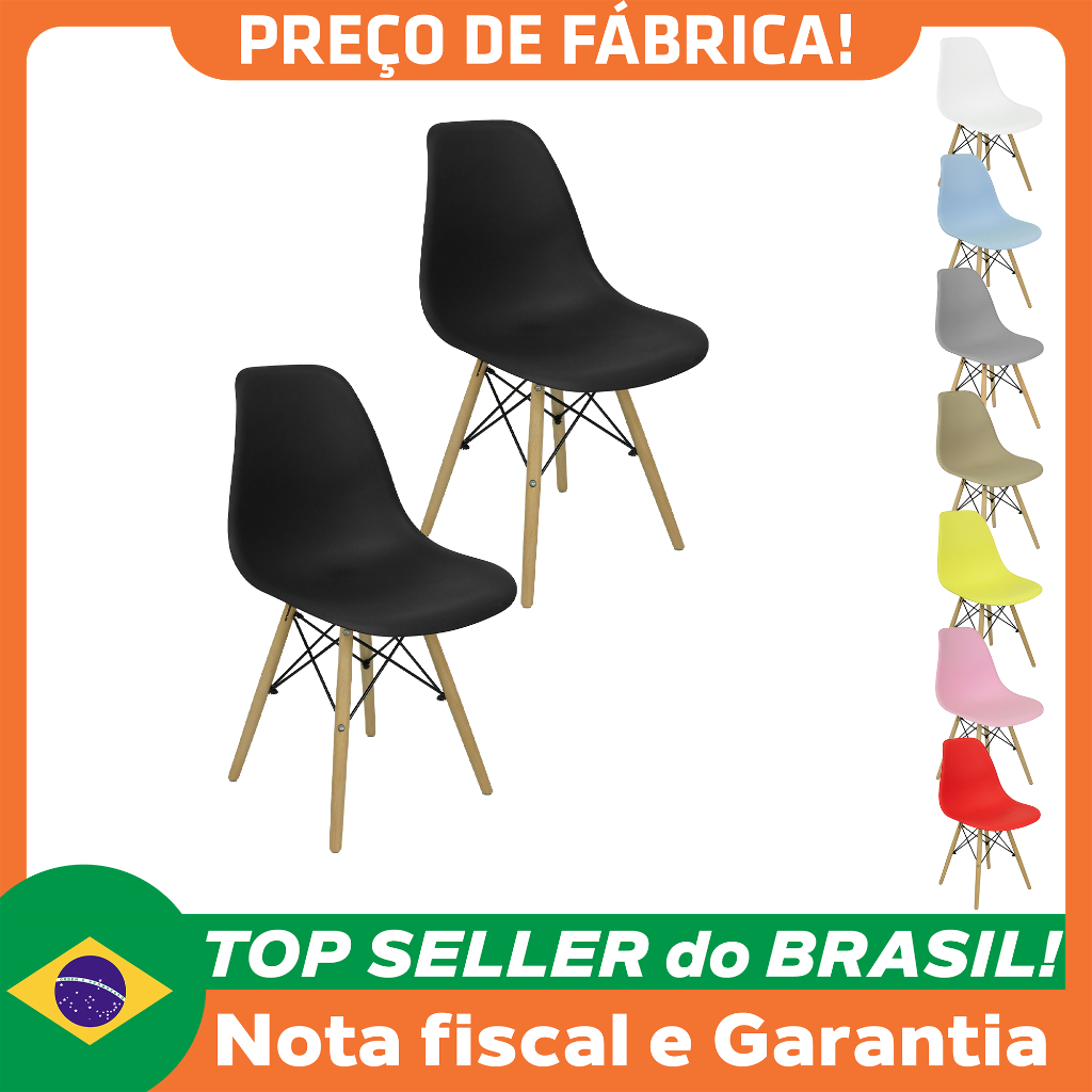Kit 2 Cadeiras Charles Eames Eiffel Wood Design