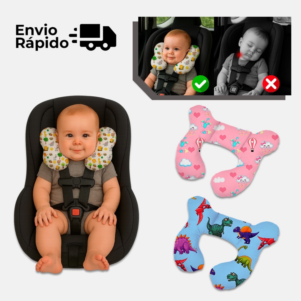 Almofada Para Pescoço Com Apoio Cabeça Bebe Cadeirinha