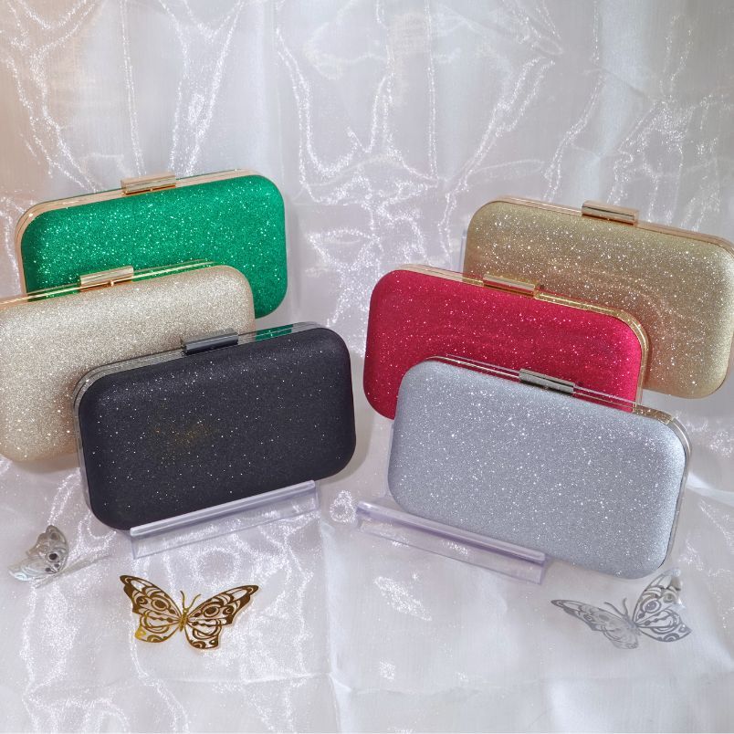 Bolsa Clutch casamento Brilhante com Glitter Alça Removível para Festas