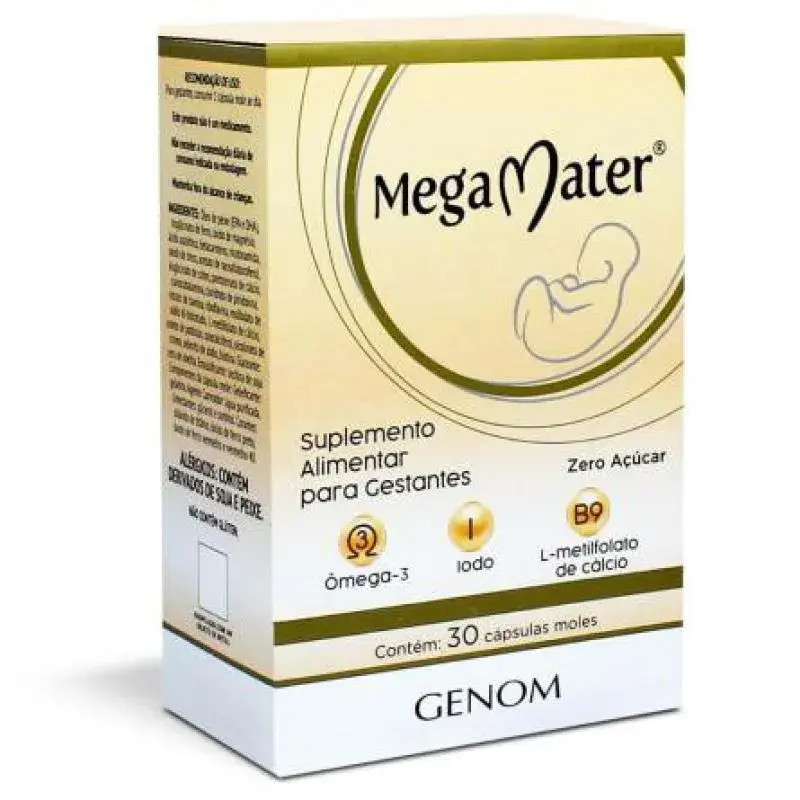 Mega Mater 30 cáps + 20 cáps Grátis  Suplemento Pré-Natal com 23 Vitaminas e Minerais