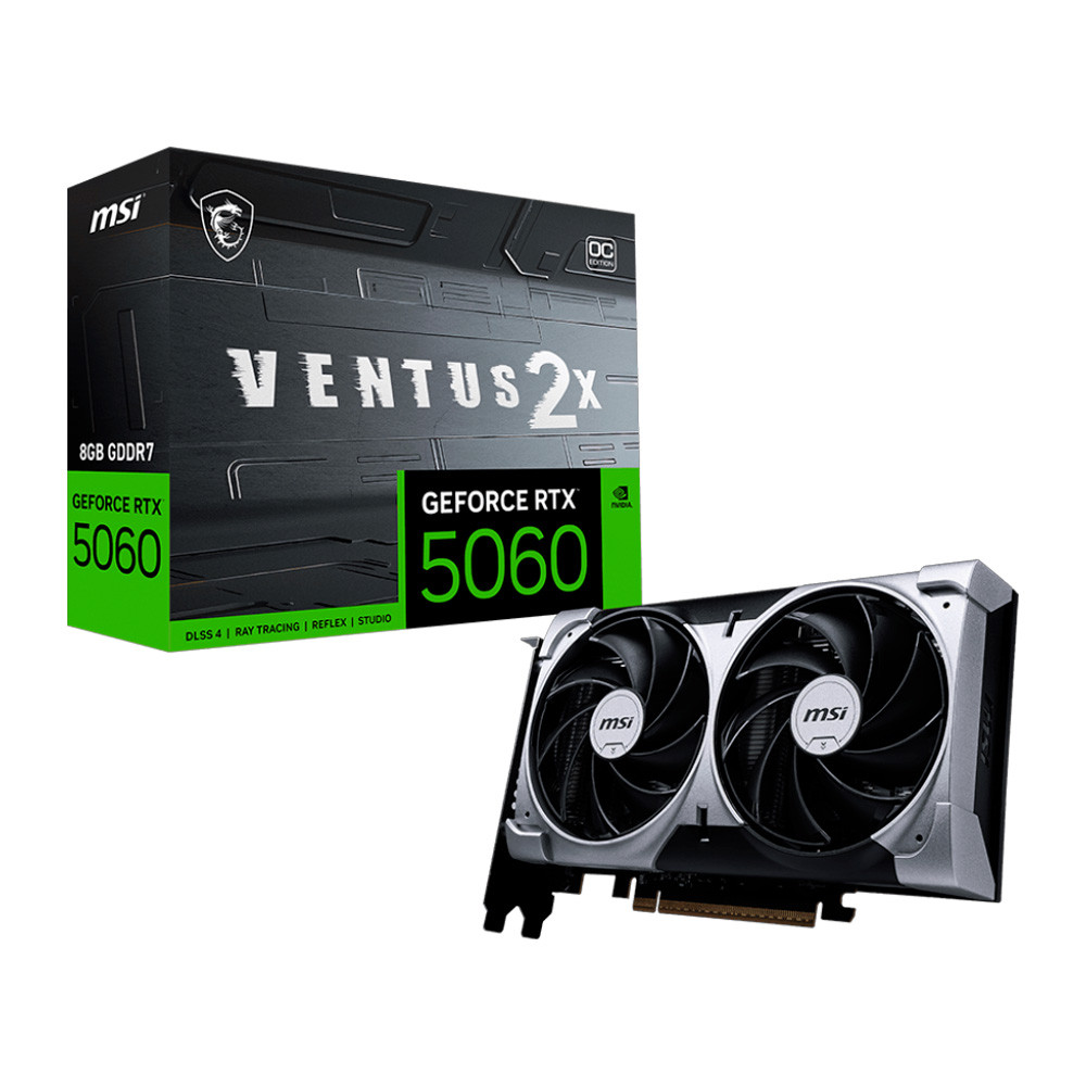 Placa de Vídeo MSI NVIDIA GeForce RTX 5060 VENTUS 2X OC, 8GB, GDDR7, 128 Bits – 912-V537-017