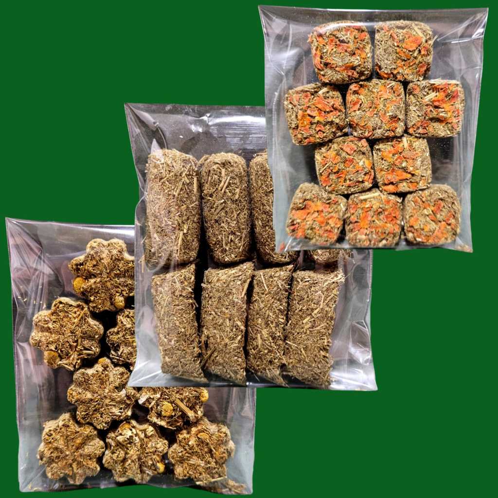Kit Com 3 Biscoito De Feno Artesanal Para Roedores (Coelho, Porquinho da Índia e Chinchila) 12 UNIDA