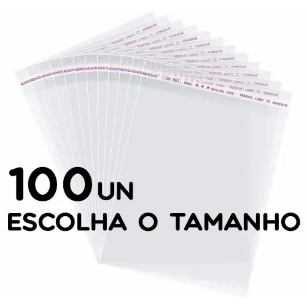Saco Adesivado Pacote Com 100 Unidades Sem Lapela Diversos Tamanhos Do 4×6 ao 30×40