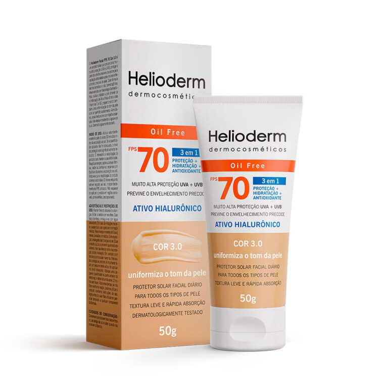 Protetor Solar Facial Helioderm Oil Free 3 em 1 FP