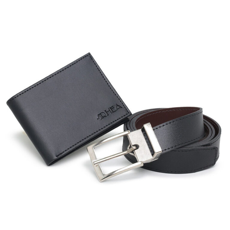 kit carteira e cinto masculino porta cartao duplaf