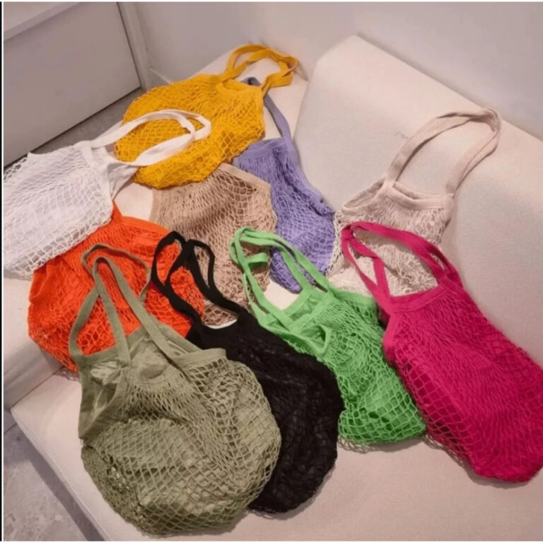 Bolsa Saco Estilo Rede Crochê Tiracolo Com Forro 