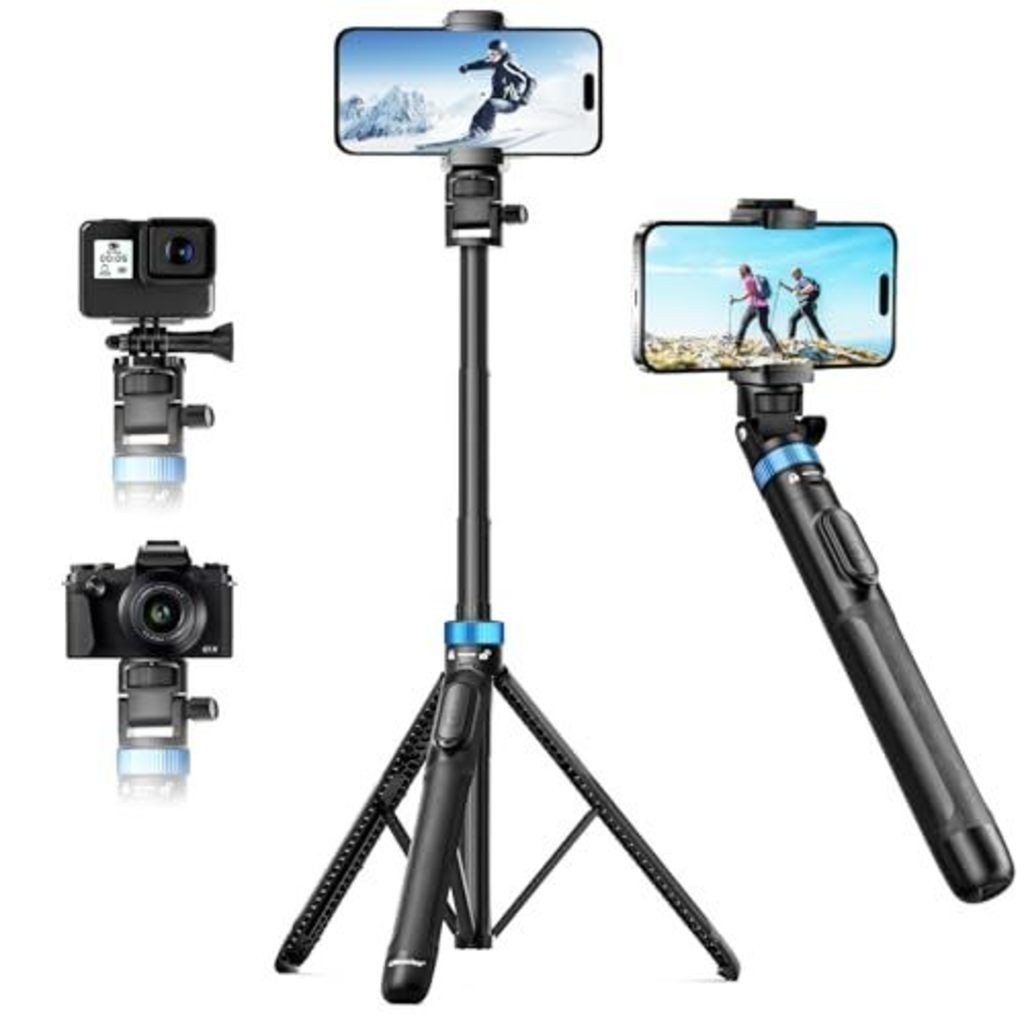 1,7 m de bastão de selfie para celular , controle remoto integrado, portátil- bombara