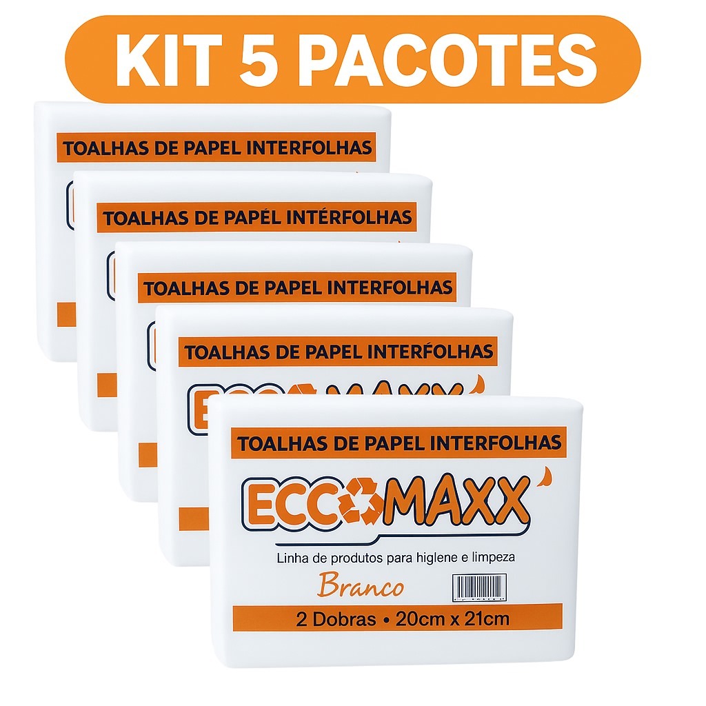 5 Pacotes de Papel Toalha Interfolha ( 5000 folhas Aprox.)