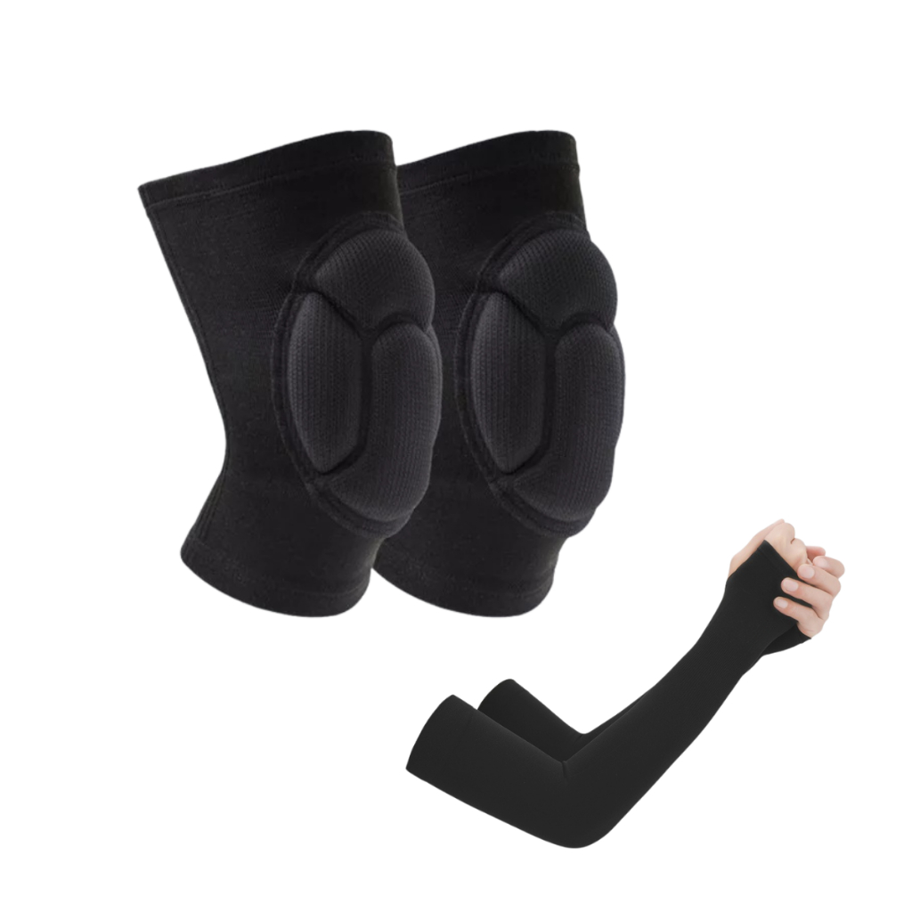 Joelheira Para Volei Anti Impacto Com Manguito Respiravel Elastico Anti UV Esportes Volei Corrida Ci