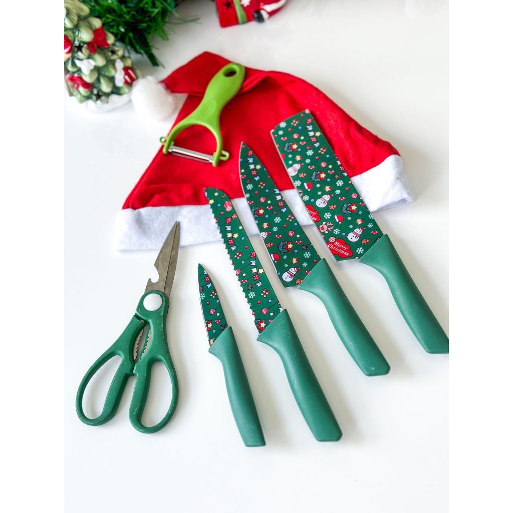 Kit de facas de NATAL 6 peças talheres natalinos natal ceia de natal Envio Imediato