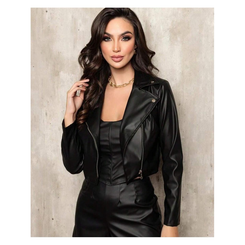Jaqueta de couro fake ou couro ecologico
