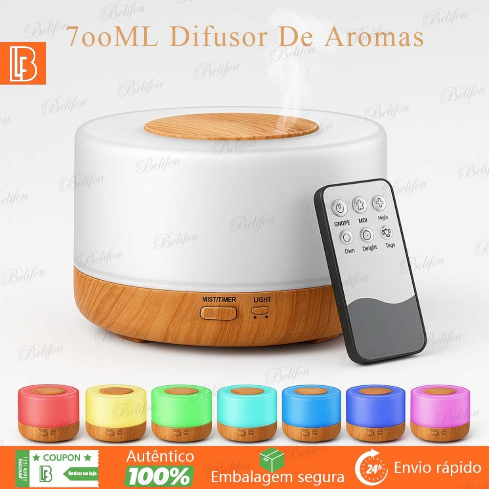 Difusor De Aromas, Umidificador De Ar Ultra-Sônico 700Ml Purificador De Ar Casa Escritório