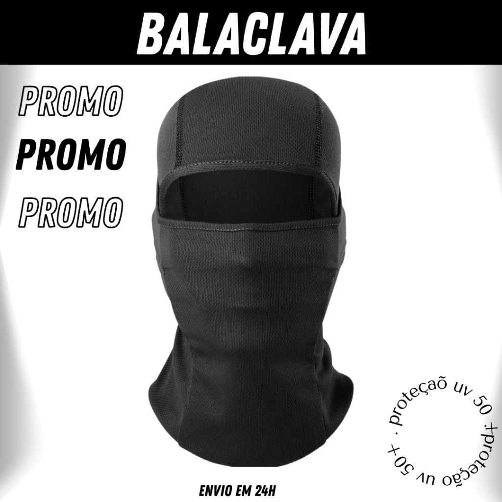Touca Ninja Balaclava Toca UV+50 Proteção Solar Térmica Motoqueiro Motoboy touca preta