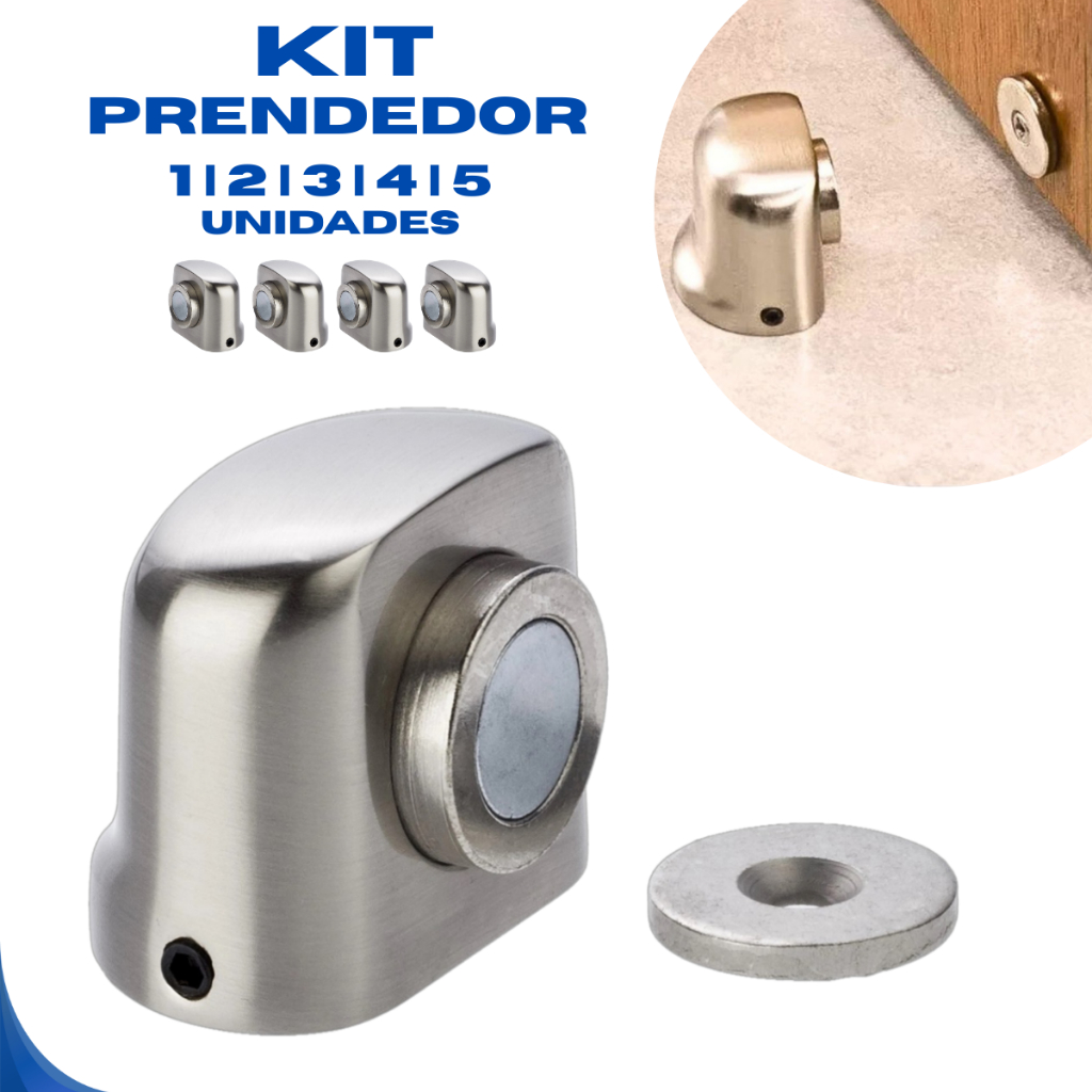 Prendedor De Porta Magnetico Amortecimento Fixador Batente de Porta Imã Kit Trava Porta Inox