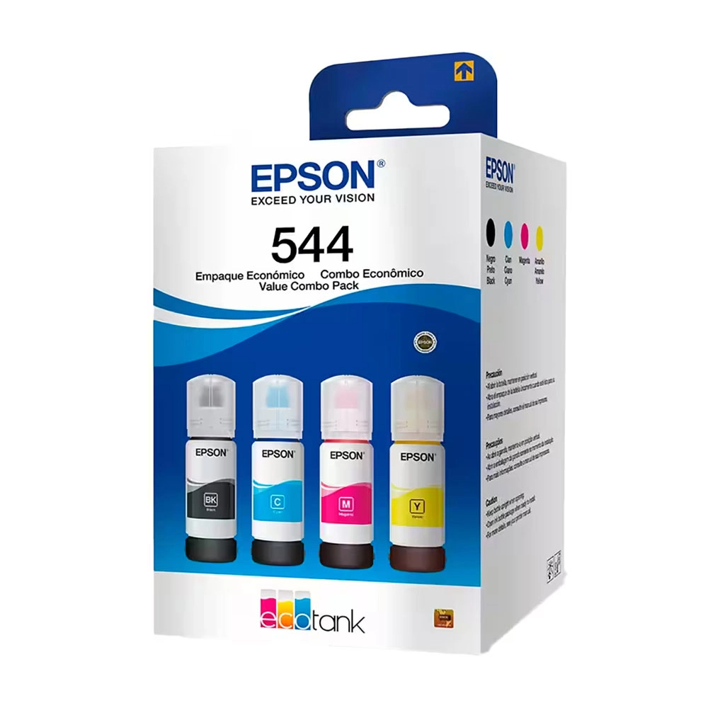 BOX 04 UNIDADES DE TINTA T544 PARA IMPRESSORAS L3110 L3210 L3250 ORIGINAIS SELADAS E LACRADAS