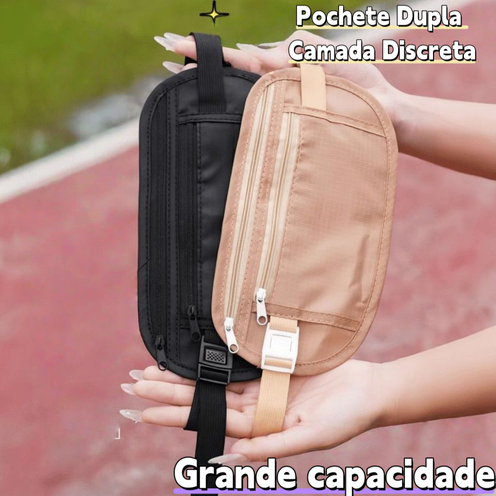 Kit 3/2/1 PCS Pochete Doleira Antifurto Nylon Impermeável Porta Celular Dinheiro Segurança Viagem Co