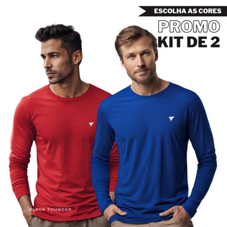 Kit 2 Blusas Térmicas Uv 50 Segunda Pele Manga Lo