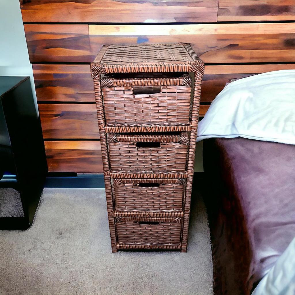 gaveteiro organizador/multiuso com 4 gavetas em em fibra sintética artesanal 30x30x75