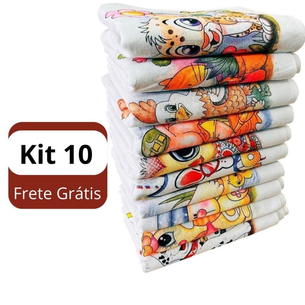 Pano De Prato Estampado Bainha  Peças 100% algodão