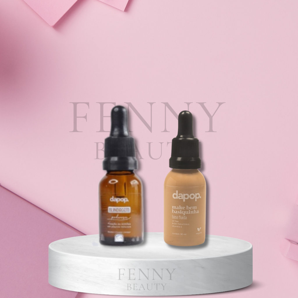 Kit Base Fluida Make Basiquinha Dapop + Blindagem de Maquiagem Primer, Fixador e Diluidor Dapop