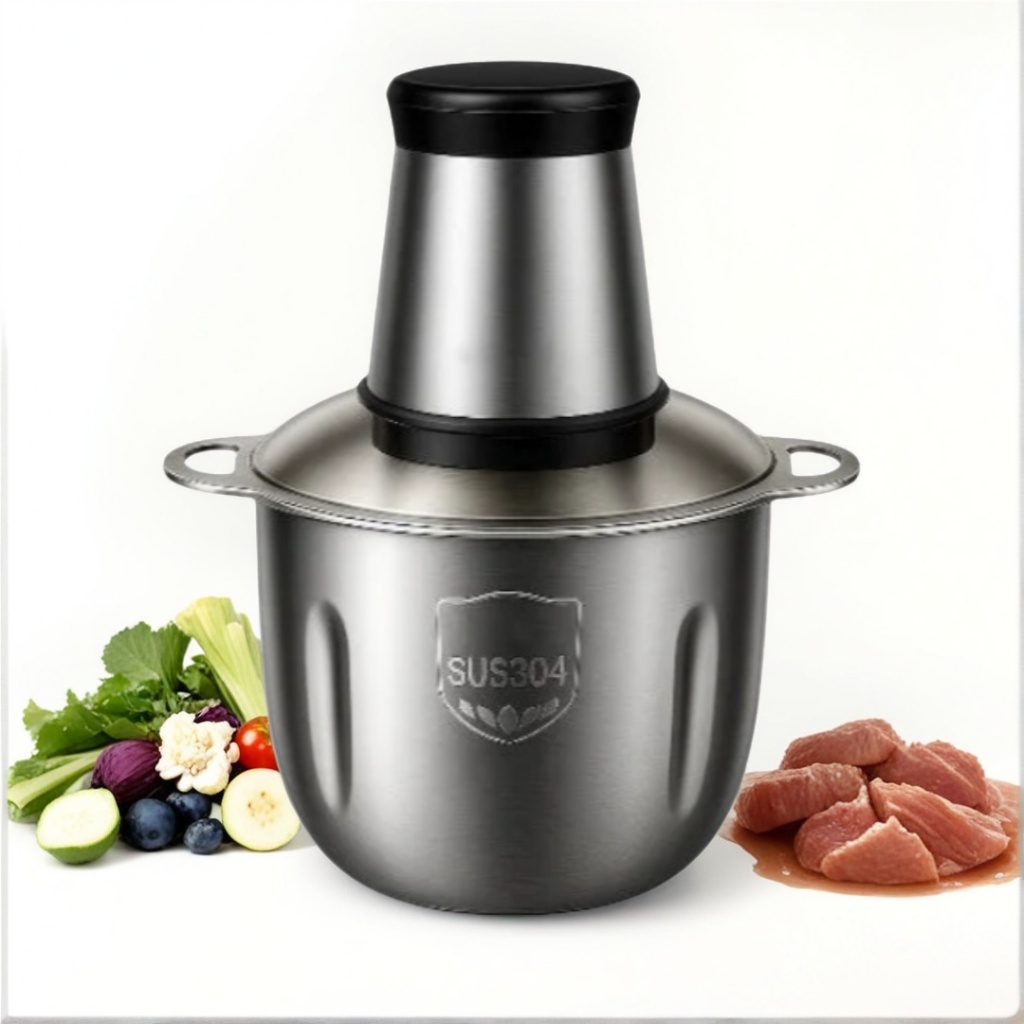 Picador De Alimentos Moedor Elétrico Triturador Potente Carne Legumes Temperos Inox 110v/220v NO BRA