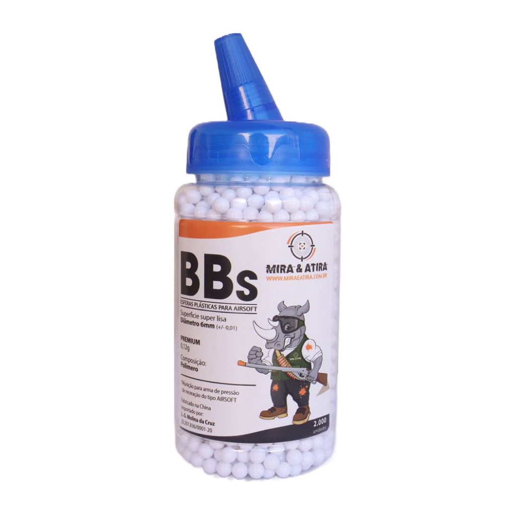 BBs Plastica Para Airsoft 0.12g 6mm 2.000un – miraEatira