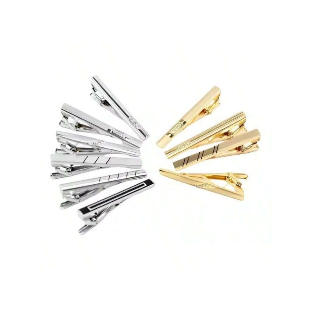 PRENDEDOR DE GRAVATA SLIM DOURADO E PRATA