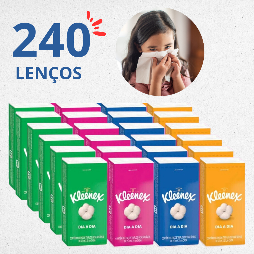 240 Lenço de Papel Triplo Kleenex Kit Descartavel Pano Toalhas