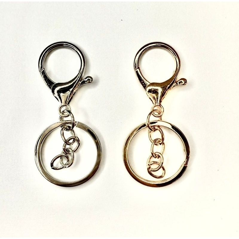 10/20/24 peças de Argola de Chaveiro 30MM com mosquetão dourado ou níquel