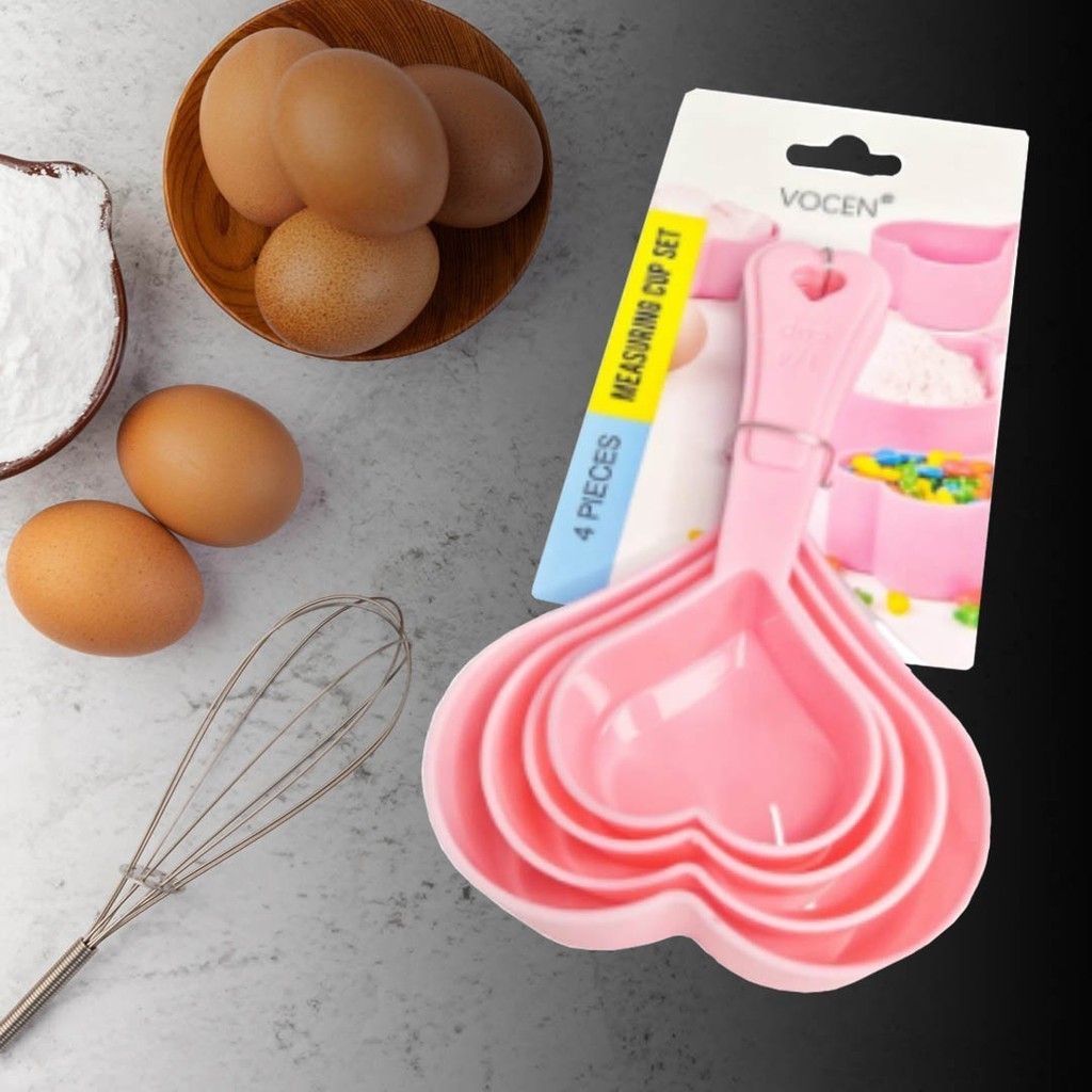 Kit Medidor Culinário Coração 4 Peças Confeitaria