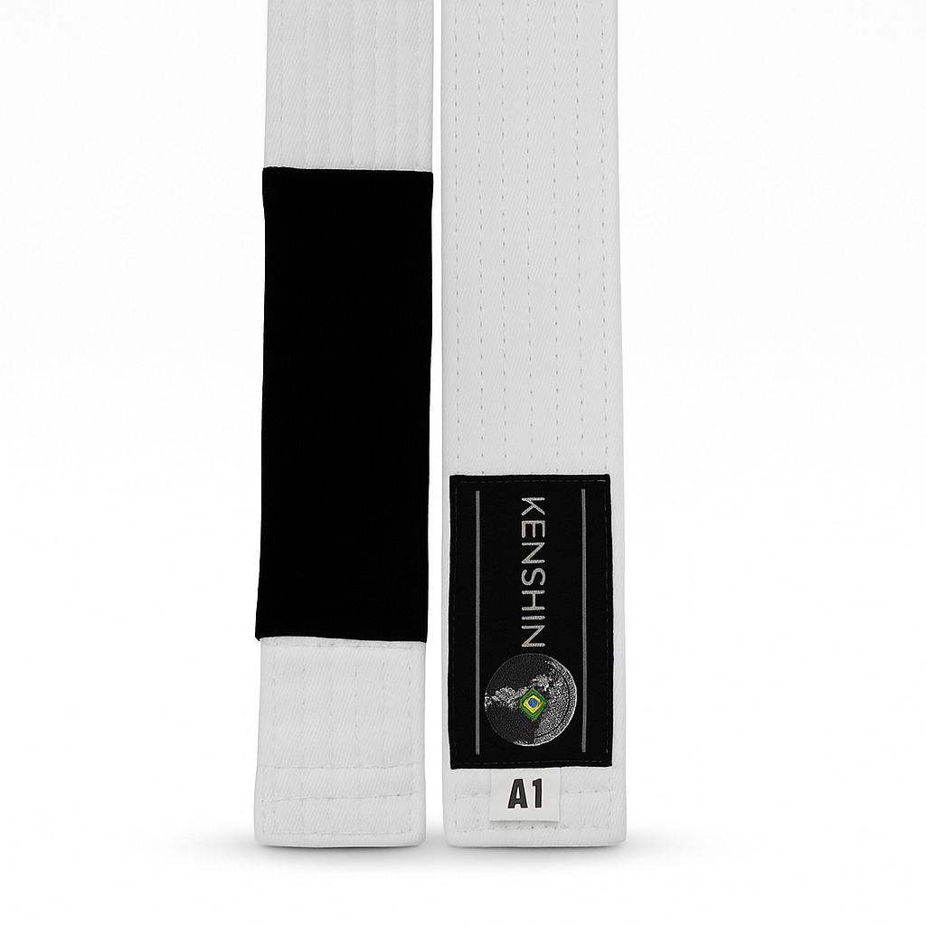 Faixa Jiu-Jitsu Kenshin Premium Tradicional com Ponta Preta