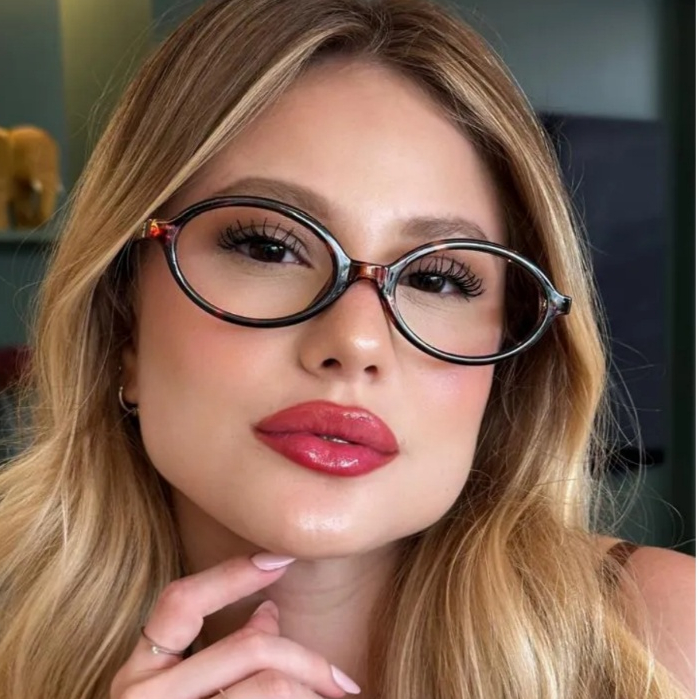 ARMACAO DE OCULOS  Feminino Aro Oval Luxo Moda Eur