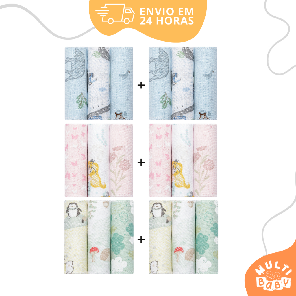 Kit 6 Unidades Faixa Umbilical Para Bebê Papi Recém Nascido 100% Algodão Tamanho Único