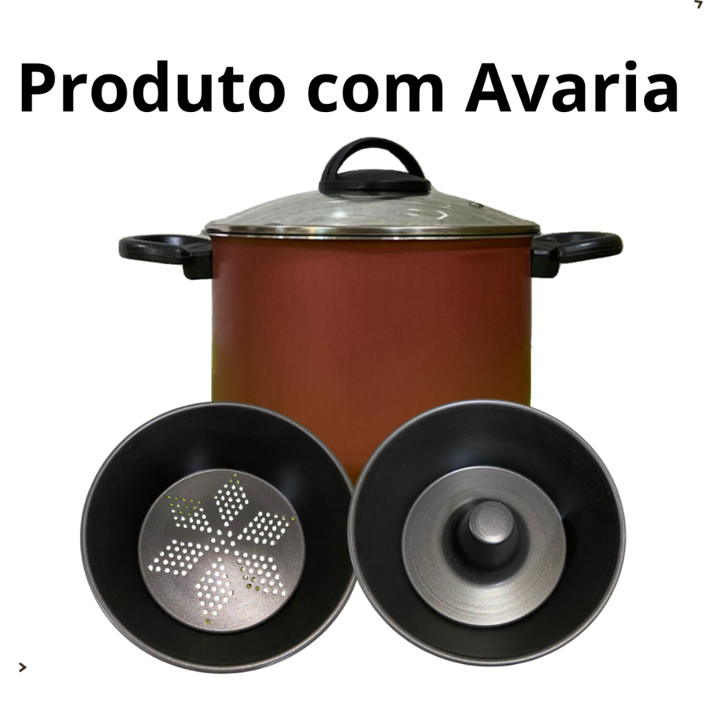 Panela Multiuso  3×1 Pudim Antiaderente e Aluminio Banho Maria Cozimento A Vapor Com Pequenas Avaria