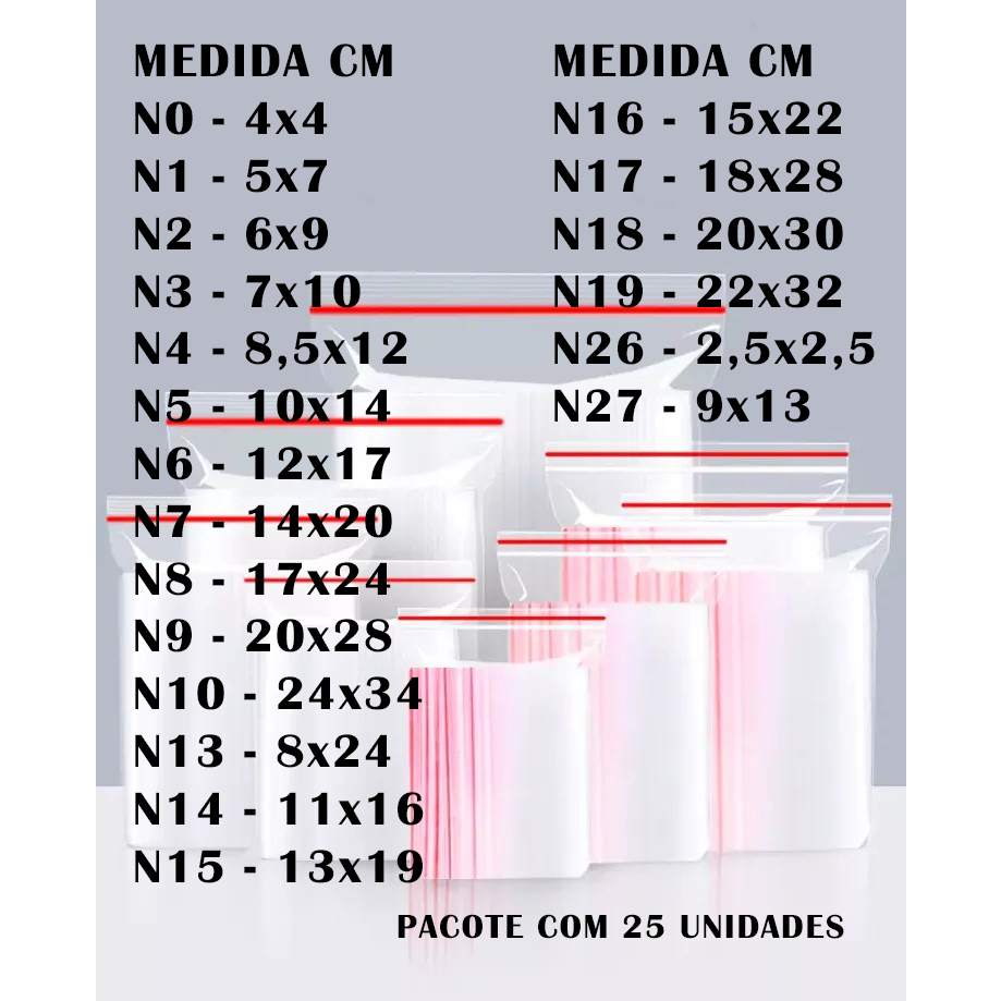 Saco Zip Lock Hermético Abre e Fecha – C/ 25 Unidades
