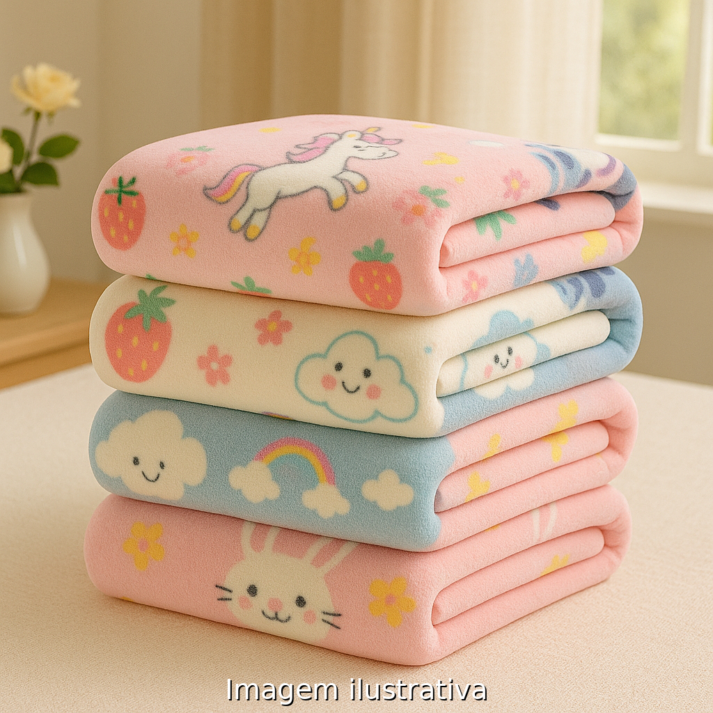 KIT 2 Manta Cobertor Bebe Infantil Microfibra Antialérgico Preço Baixo Manta Cobertor Soft Infantil
