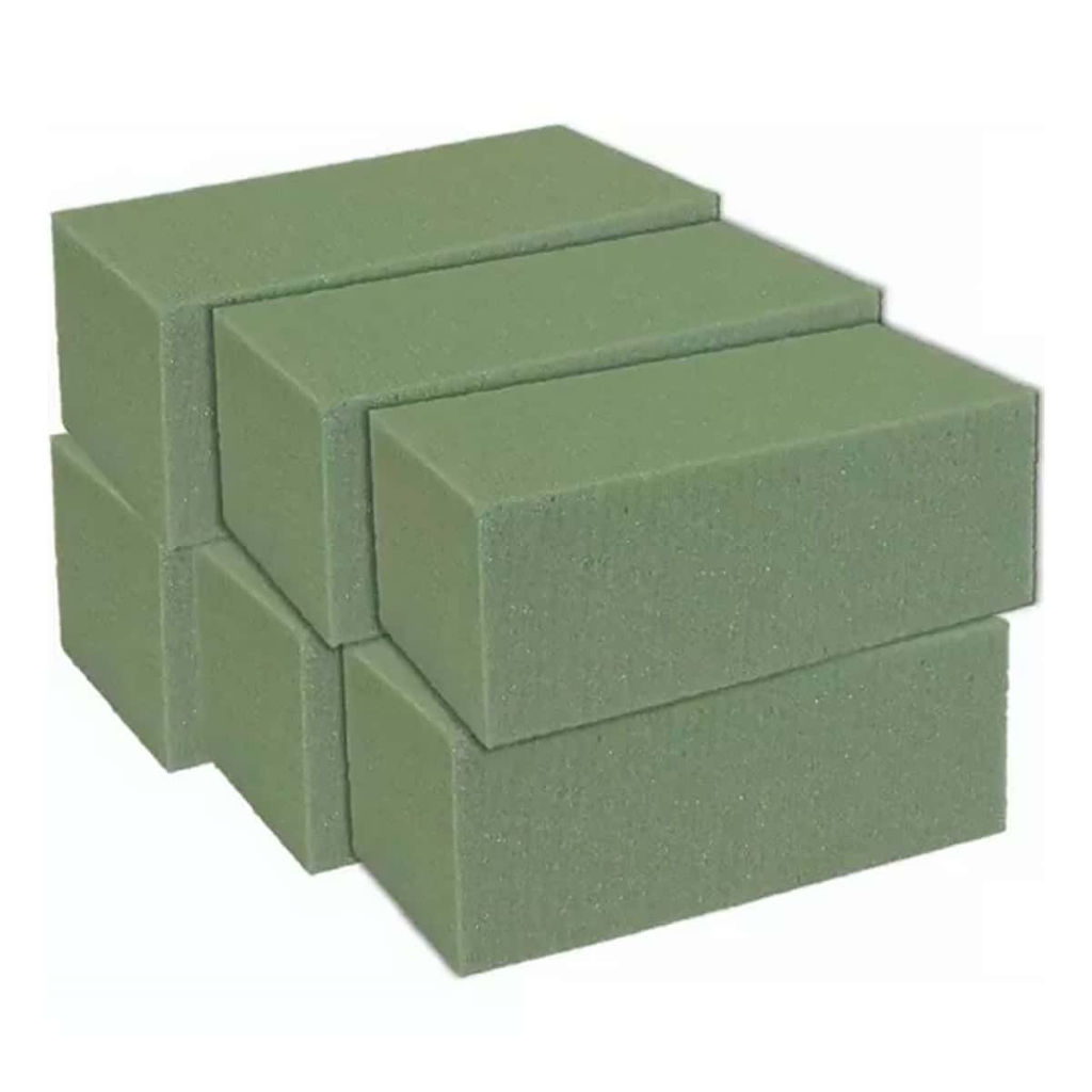 Kit Espuma Esponja Floral C/6 Un Tijolo Fenólica 23x10x7cm Para Arranjo de Flores e Decoração
