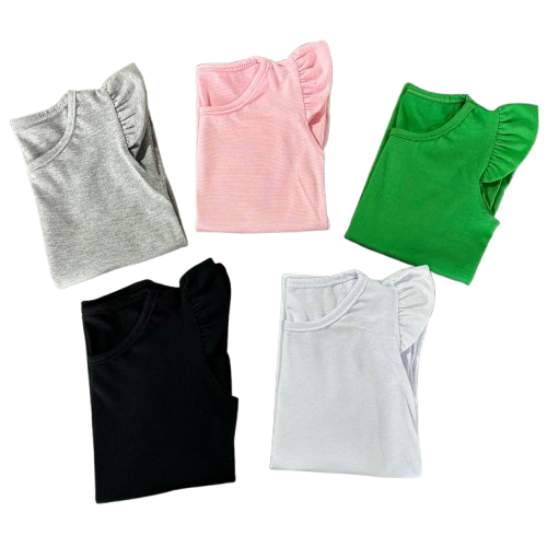 Blusa Menina Camisa Infantil Manga Curta Franzida 