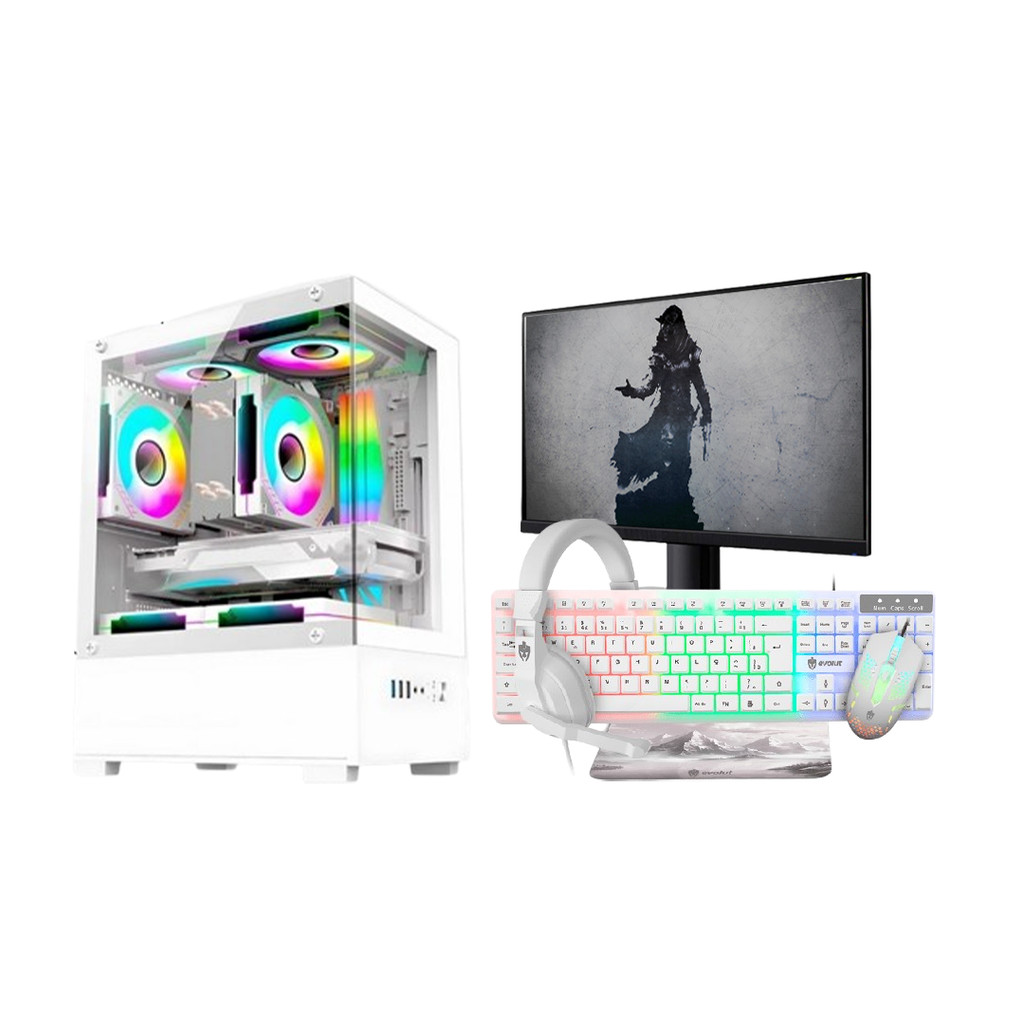 Computador Gamer Completo Branco i5 Memoria Ram 16GB Monitor Teclado Mouse Mousepad Headset