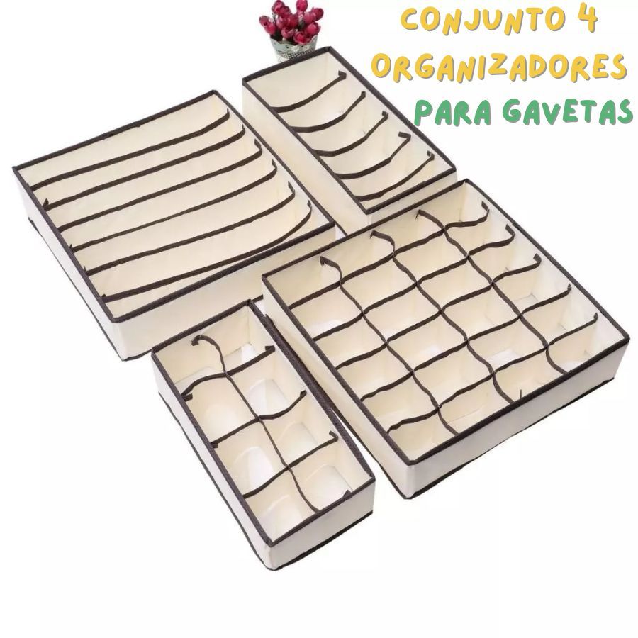 Conjunto 4Pçs Dobráveis De Organizadores Anti Poeira Para Roupas Para Seu Gavetas Ou Guarda Roupa