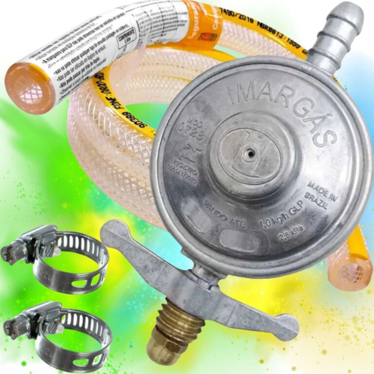 Kit Registro Regulador de Gás de Cozinha Mangueir