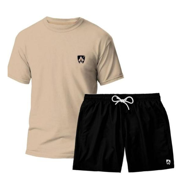 Kit Camiseta Algodão e Short Tactel Masculino pro