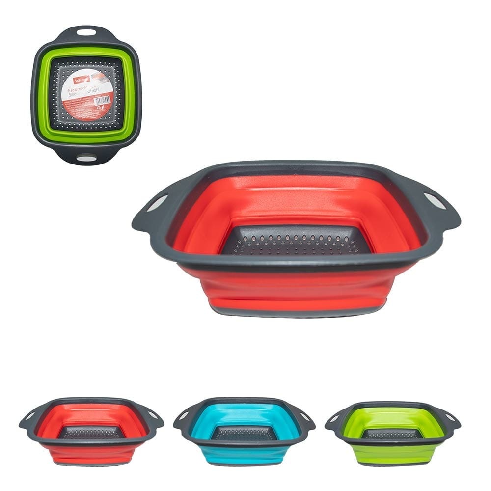 Escorredor de Silicone Retrátil Multiuso Macarrão Frutas Alimentos Quadrado