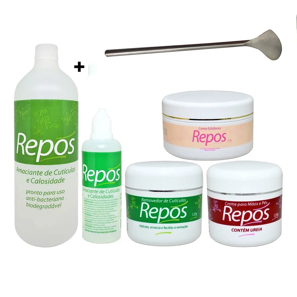 Kit Repos Amaciante 1,1L/120 + Removedor + Ureia 120 + Esfoliante  Spa dos Pés