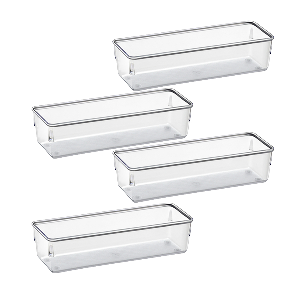 Kit 4 Organizadores Retangular Grande Multiuso Modular Gavetas e Mesas Pote Acrilico Cristal