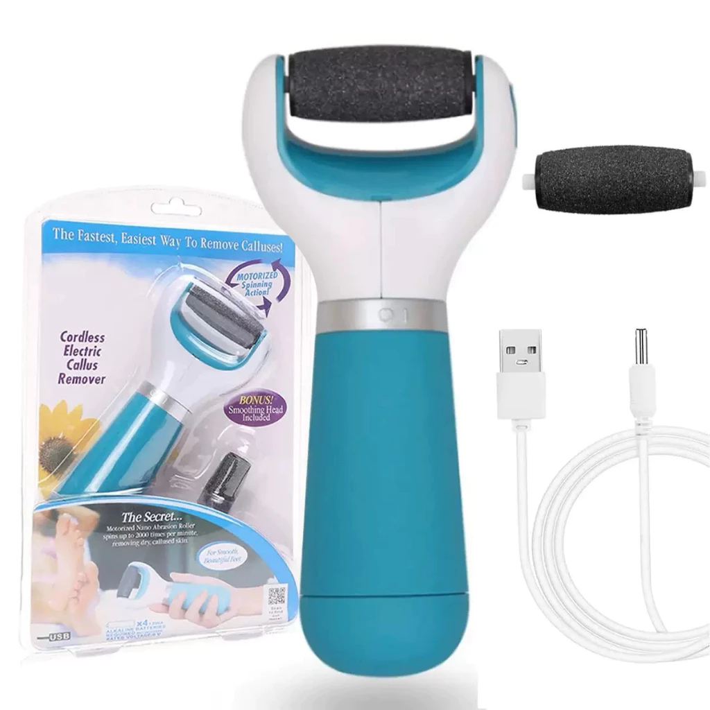esfoliador eletrico motor strong lixa de pés removedor de calo rachaduras + kit acessórios completa