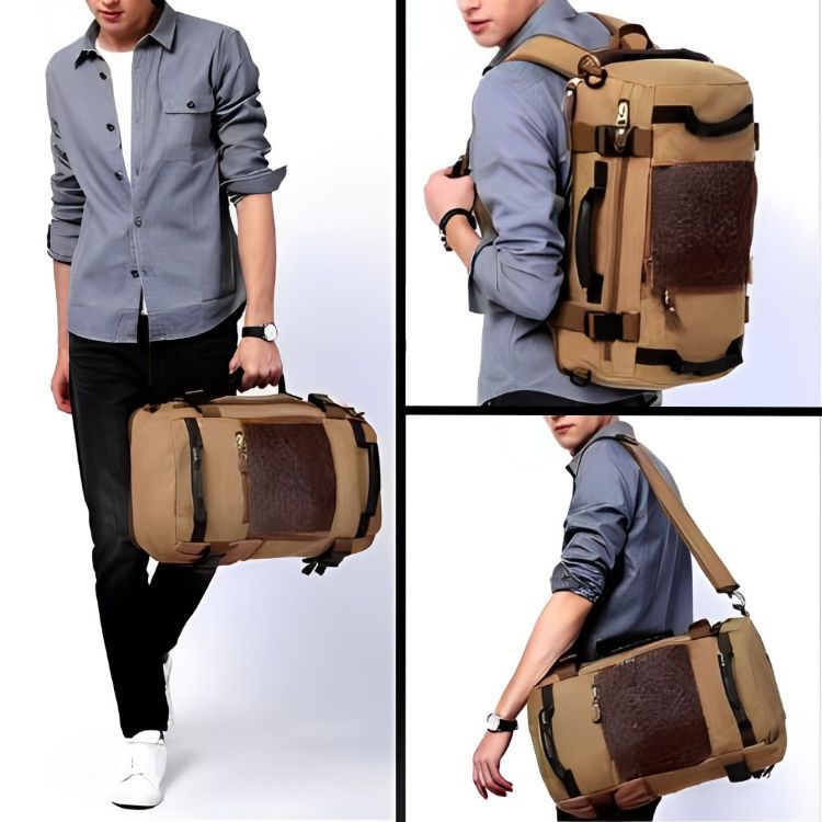 Mochila Mala Grande Lona Espaçosa Masculina Femin